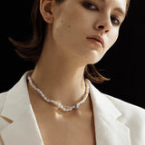 Stylishly Designed Chain Entanglement Pearl Necklace - Pearl - floysun