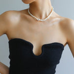 Stylishly Designed Chain Entanglement Pearl Necklace - Pearl - floysun