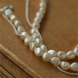 Stylishly Designed Chain Entanglement Pearl Necklace - Pearl - floysun