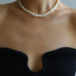 Stylishly Designed Chain Entanglement Pearl Necklace - Pearl - floysun