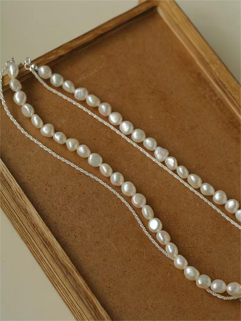 Stylishly Designed Chain Entanglement Pearl Necklace - Pearl - floysun