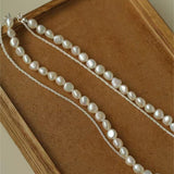 Stylishly Designed Chain Entanglement Pearl Necklace - Pearl - floysun