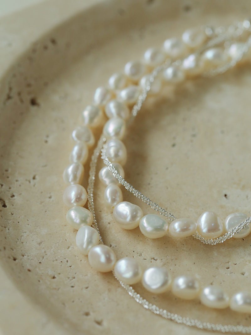 Stylishly Designed Chain Entanglement Pearl Necklace - Pearl - floysun