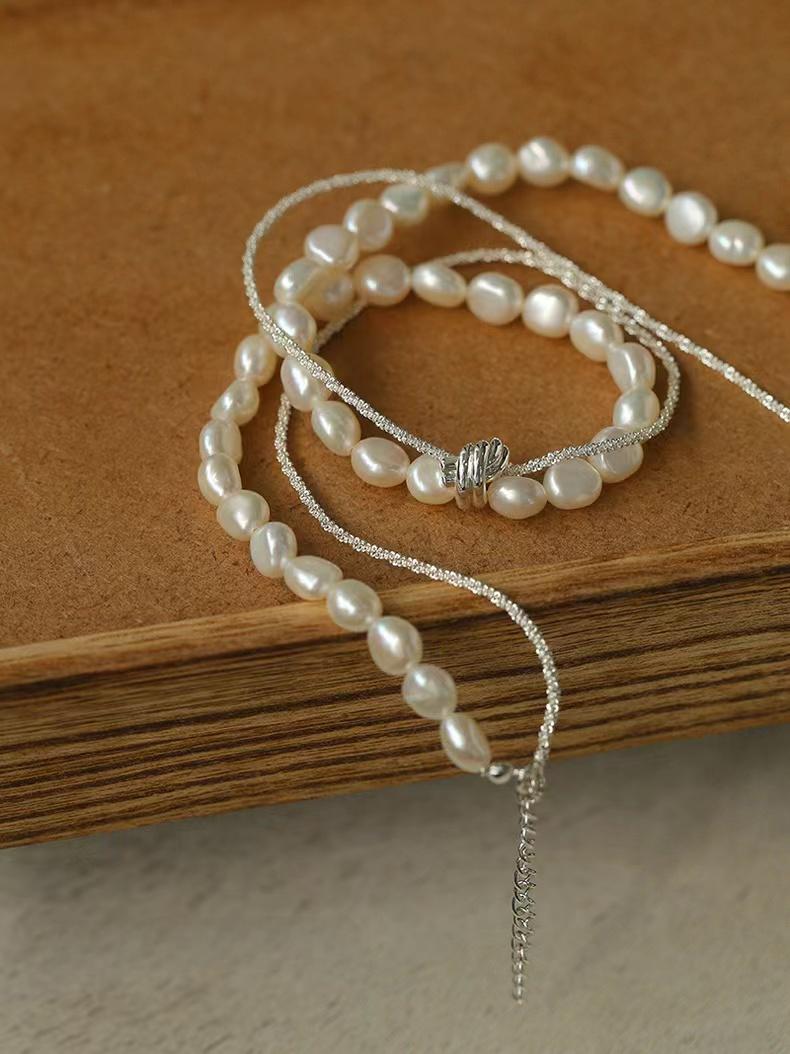 Stylishly Designed Chain Entanglement Pearl Necklace - Pearl - floysun