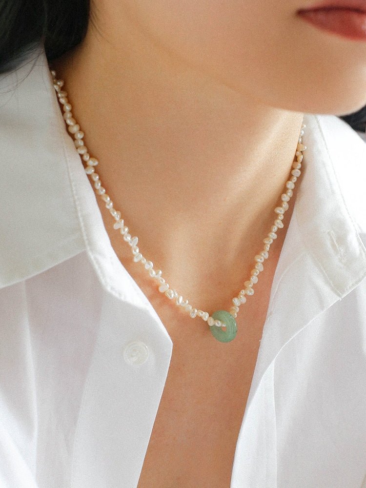 Summer Stream Aventurine Pearl Necklace - floysun