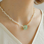 Summer Stream Aventurine Pearl Necklace - floysun