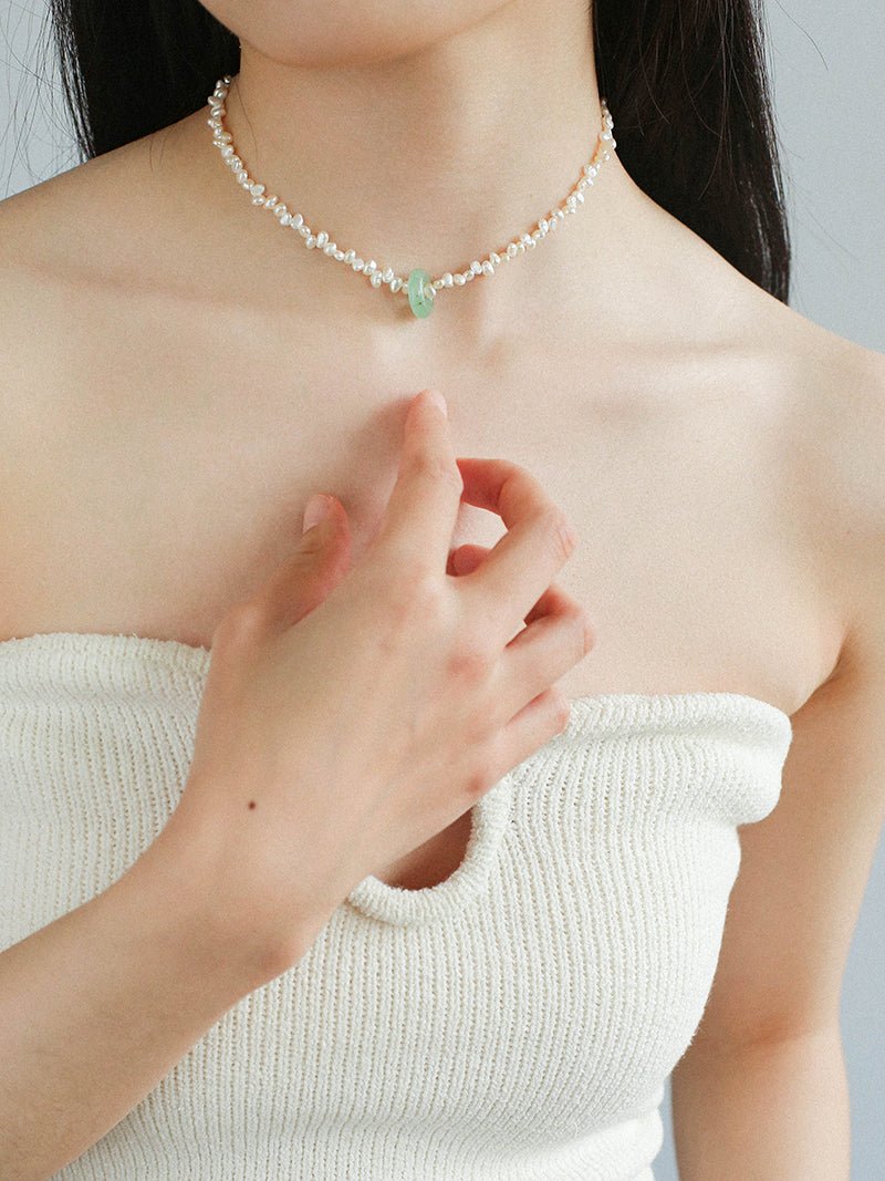 Summer Stream Aventurine Pearl Necklace - floysun