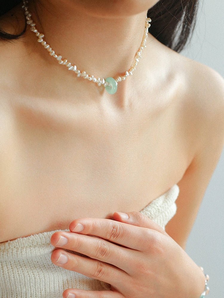 Summer Stream Aventurine Pearl Necklace - floysun