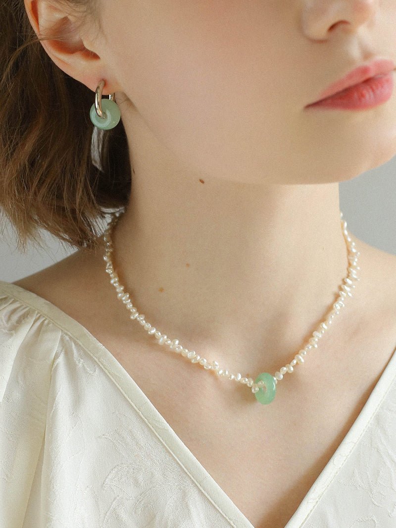 Summer Stream Aventurine Pearl Necklace - floysun