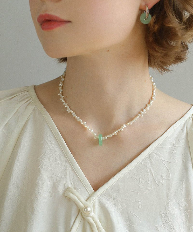 Summer Stream Aventurine Pearl Necklace - floysun