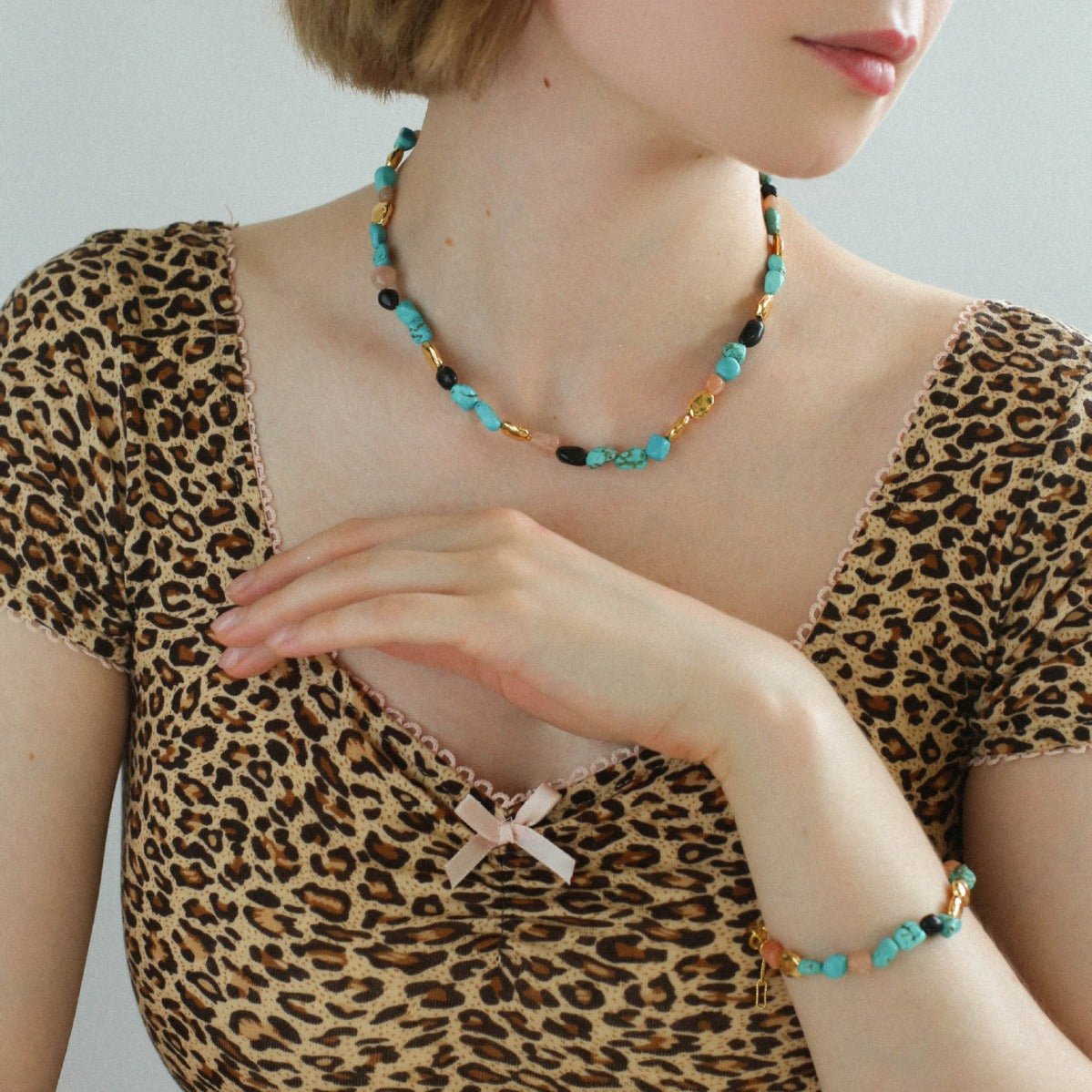 Summer Vacation Vibes Turquoise Beaded Necklace - floysun