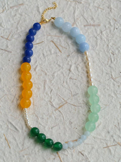 Summer Vibes Pearl and Multicolored Gemstone Beaded Necklace - floysun