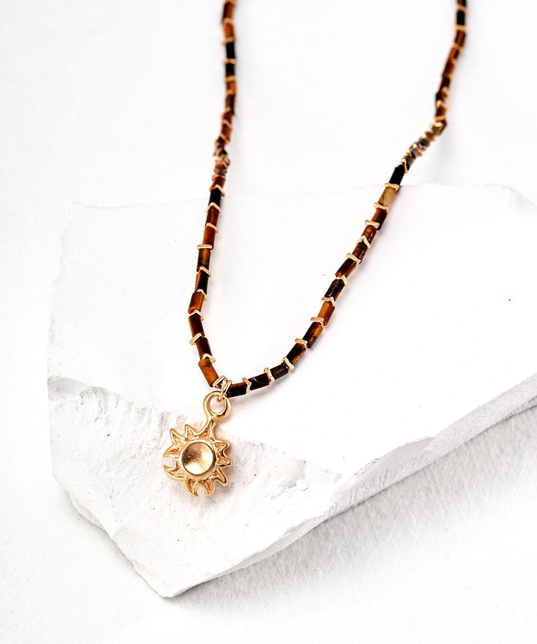 Sunflower Pendant Tiger's Eye Necklace - floysun