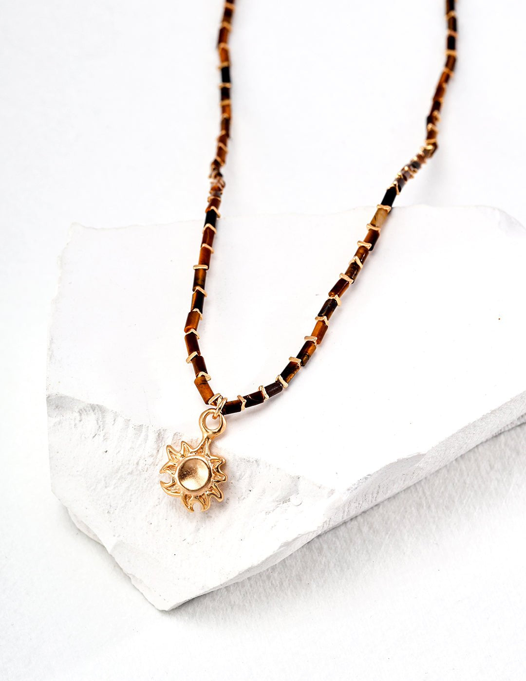 Sunflower Pendant Tiger's Eye Necklace - floysun