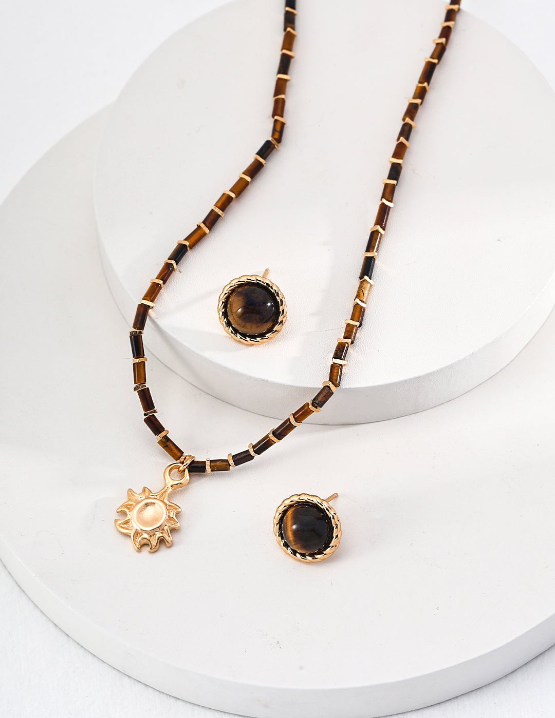 Sunflower Pendant Tiger's Eye Necklace - floysun