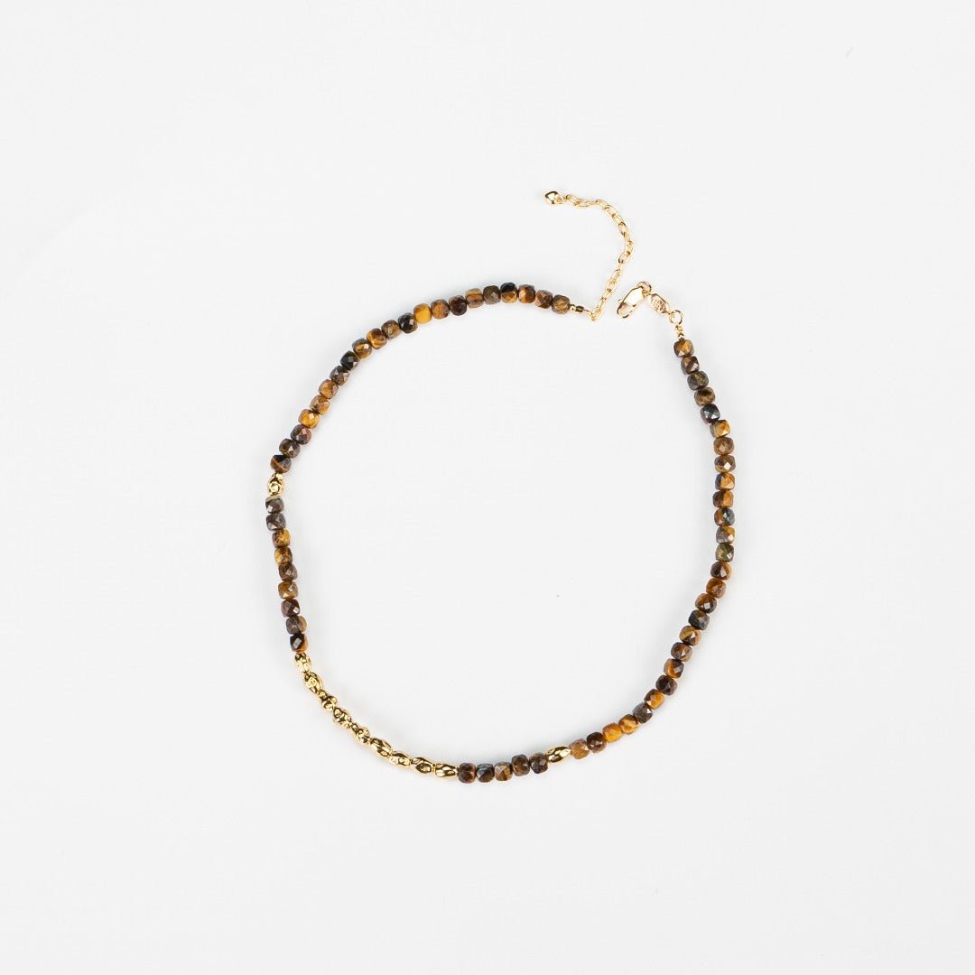 Sunset Caramel Tiger's Eye Beaded Necklace - floysun
