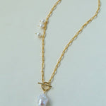 Suqare Chain Baroque Pearl Clip - on Pendants Necklace - floysun