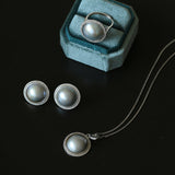 Surrounding Diamond Mabe Pearl Earrings - floysun