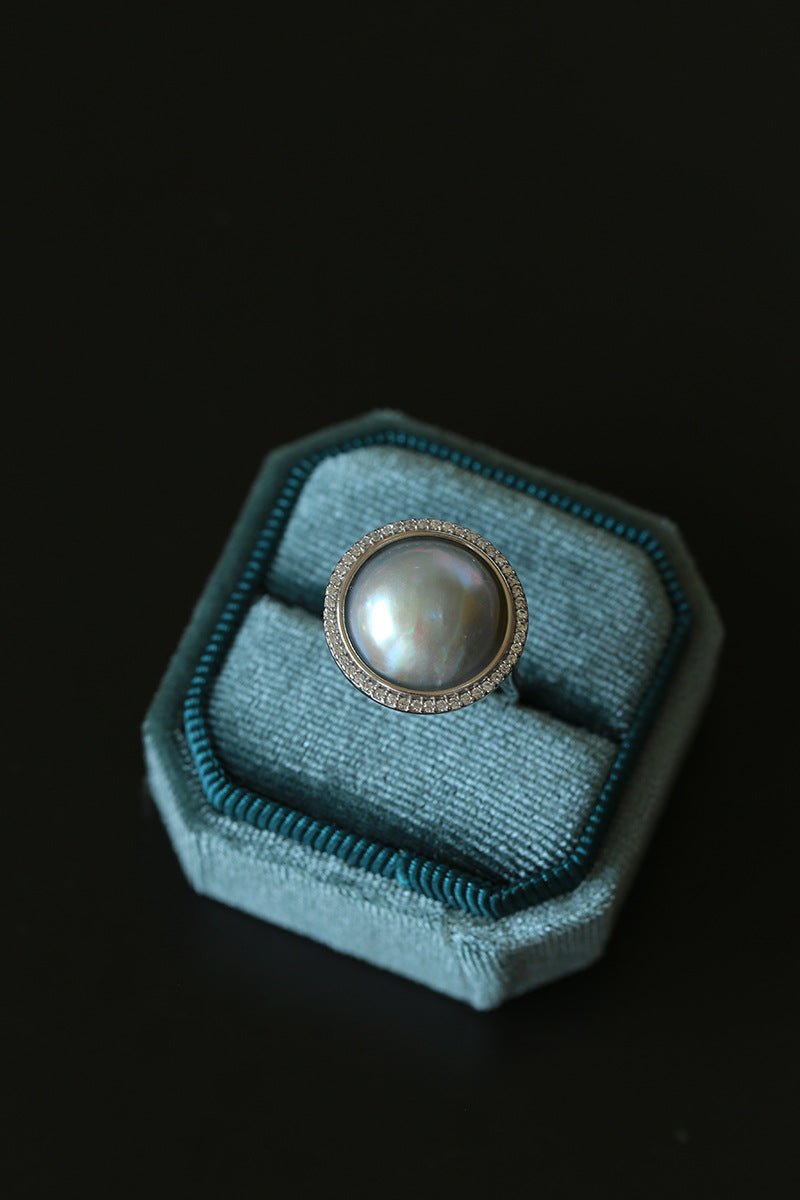 Surrounding Diamond Mabe Pearl Ring - floysun