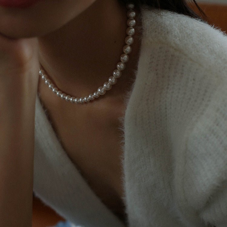 Swarovski Pearl Gradient Collarbone Necklace - floysun