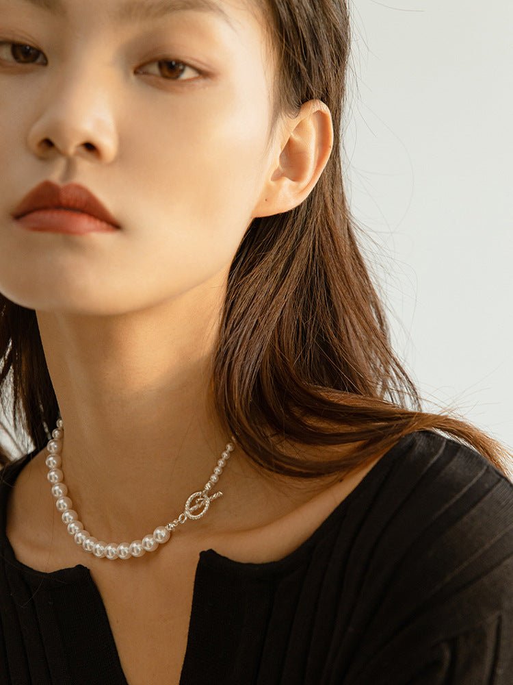 Swarovski Pearl Gradient Collarbone Necklace - floysun