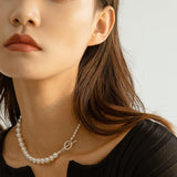 Swarovski Pearl Gradient Collarbone Necklace - floysun