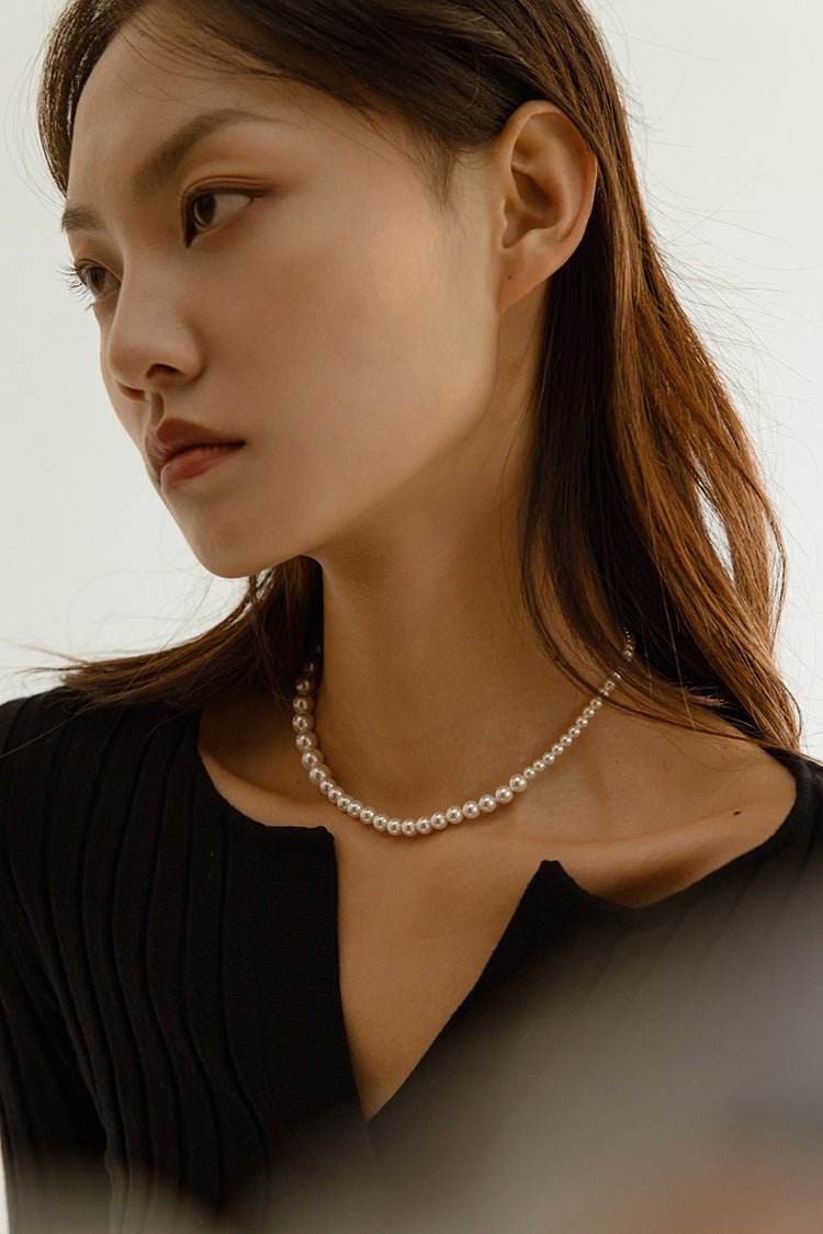 Swarovski Pearl Gradient Collarbone Necklace - floysun