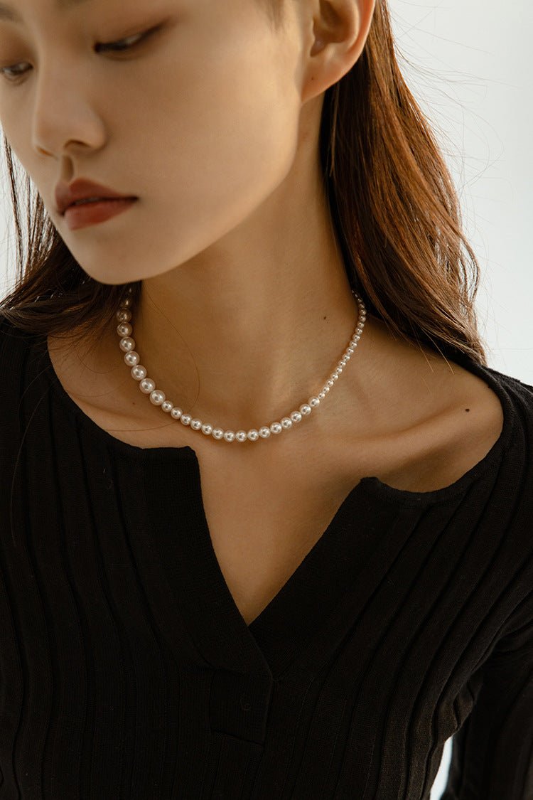 Swarovski Pearl Gradient Collarbone Necklace - floysun