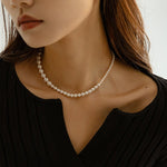 Swarovski Pearl Gradient Collarbone Necklace - floysun