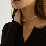 Swarovski Pearl Gradient Collarbone Necklace - floysun