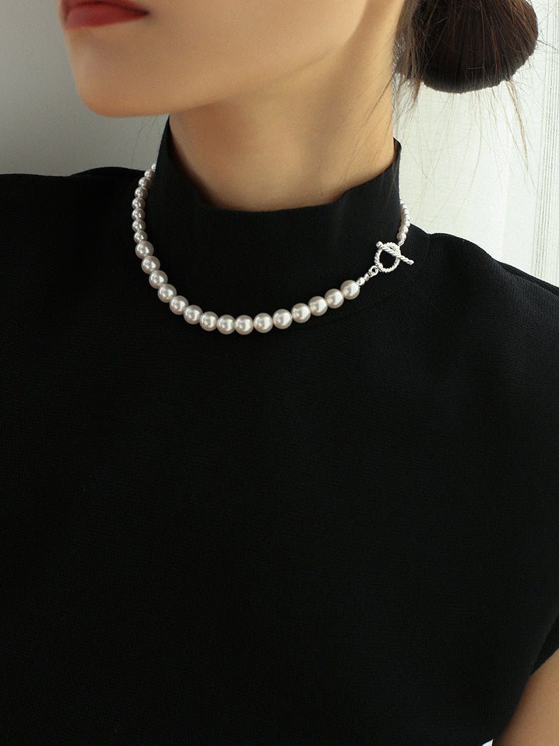 Swarovski Pearl Gradient Collarbone Necklace - floysun