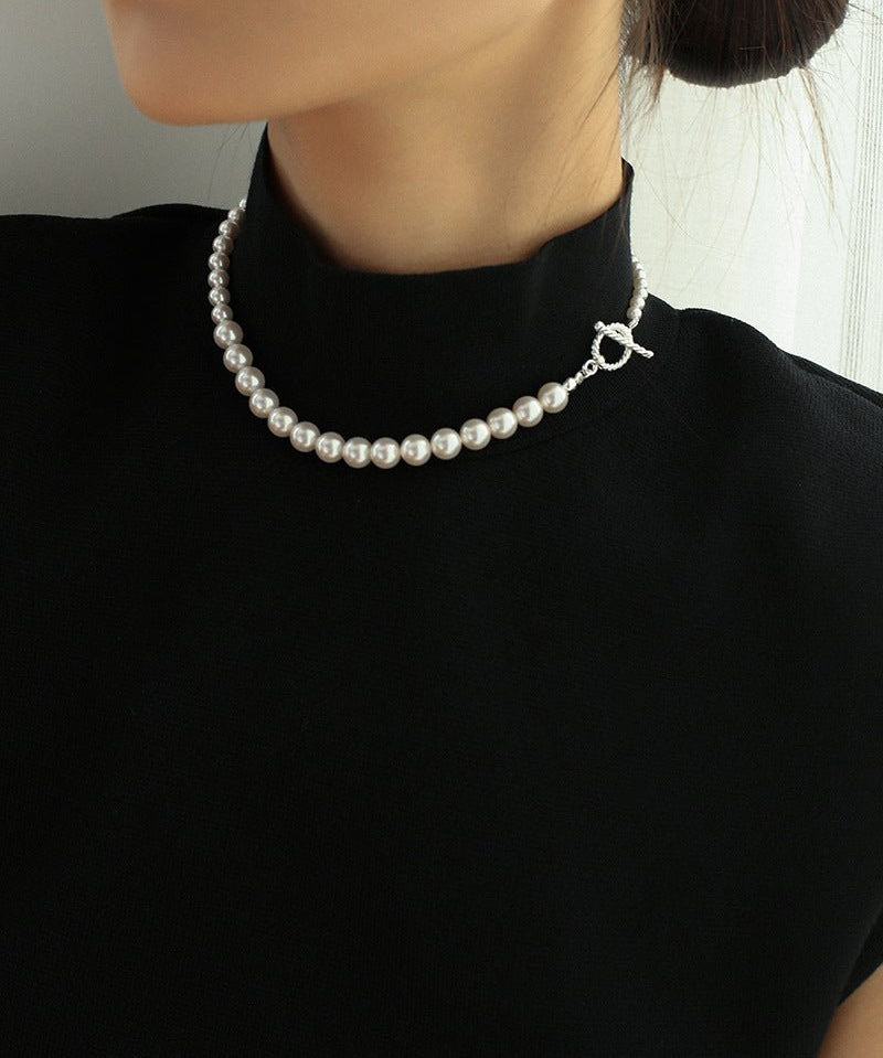 Swarovski Pearl Gradient Collarbone Necklace - floysun