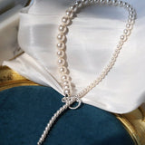 Swarovski Pearl Gradient Collarbone Necklace - floysun