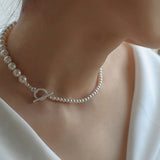 Swarovski Pearl Gradient Collarbone Necklace - floysun