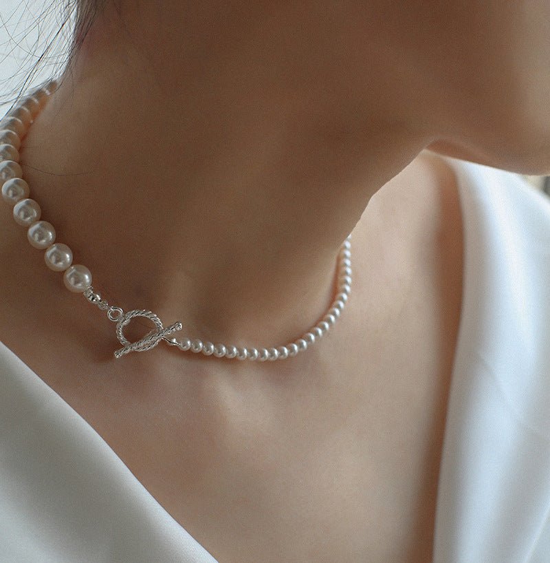 Swarovski Pearl Gradient Collarbone Necklace - floysun