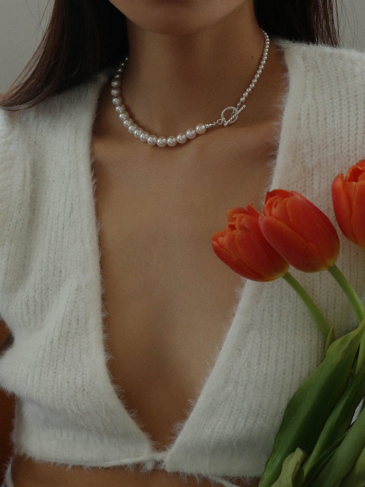 Swarovski Pearl Gradient Collarbone Necklace - floysun