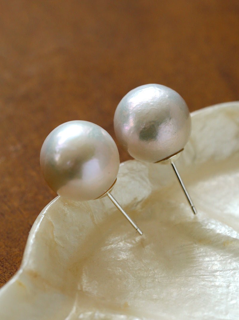 Textured Wrinkled Baroque Pearls Studs Earrings - floysun