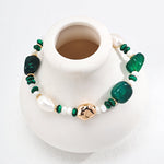 The Multielement Bracelet Featuring Malachite Pearls and Green Onyx - floysun