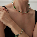 The Multielement Bracelet Featuring Malachite Pearls and Green Onyx - floysun