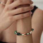 The Multielement Bracelet Featuring Malachite Pearls and Green Onyx - floysun