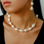 Three Baroque Pearl Long Drop Earrings - floysun