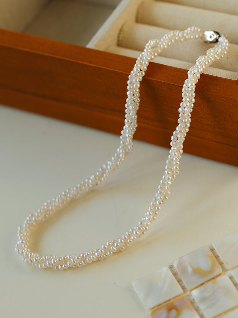 Three - Layer White Mini Pearl Collar Necklace - floysun