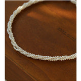 Three - Layer White Mini Pearl Collar Necklace - floysun