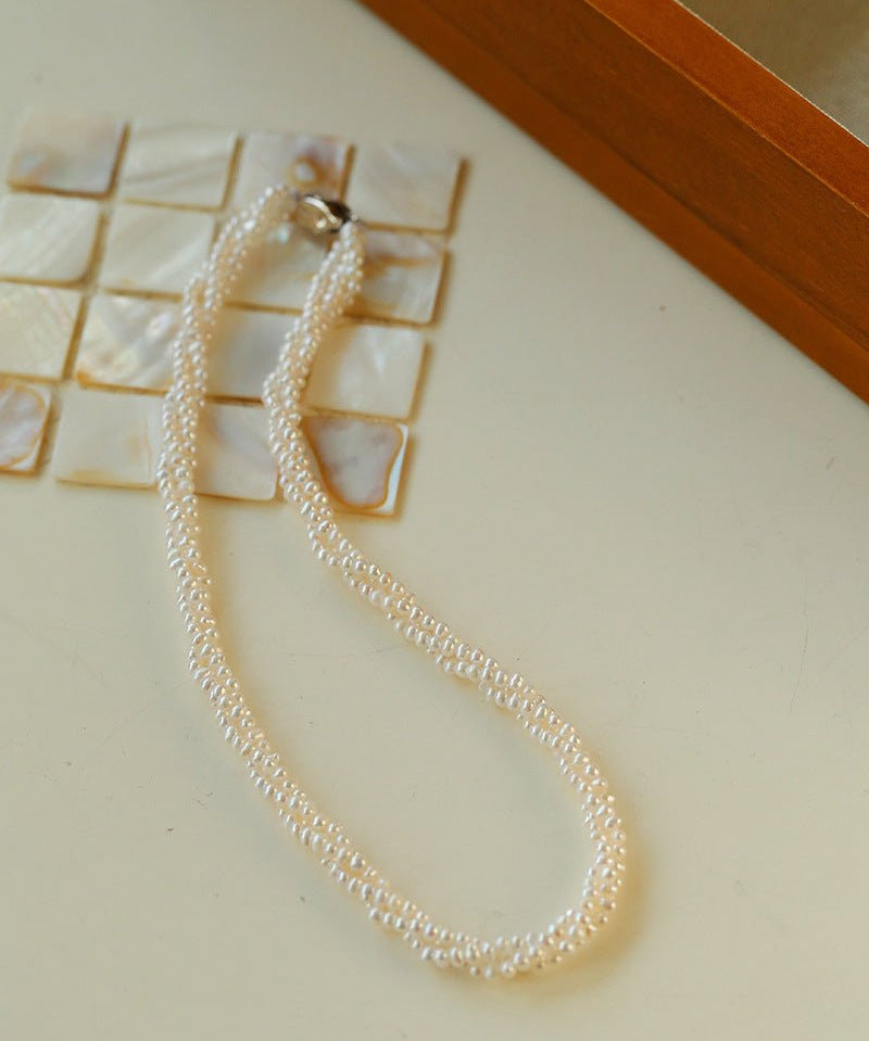 Three - Layer White Mini Pearl Collar Necklace - floysun