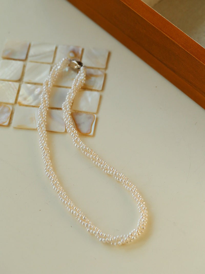 Three - Layer White Mini Pearl Collar Necklace - floysun