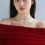 Three - Layer White Mini Pearl Collar Necklace - floysun