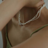 Three Layers Ot Buckle Pearl Necklace - floysun