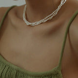 Three Layers Ot Buckle Pearl Necklace - floysun