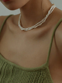 Three Layers Ot Buckle Pearl Necklace - floysun