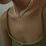 Three Layers Ot Buckle Pearl Necklace - floysun